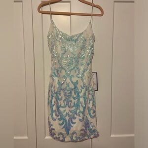 White Mini Sequin Dress